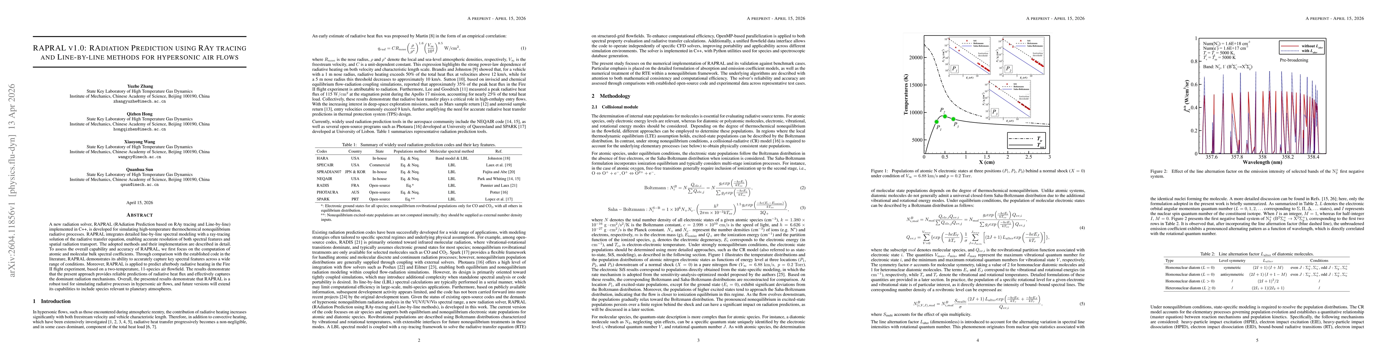 Thumbnail for RAPRAL v1.0: RAdiation Prediction using RAy tracing and Line-by-line methods for hypersonic air flows