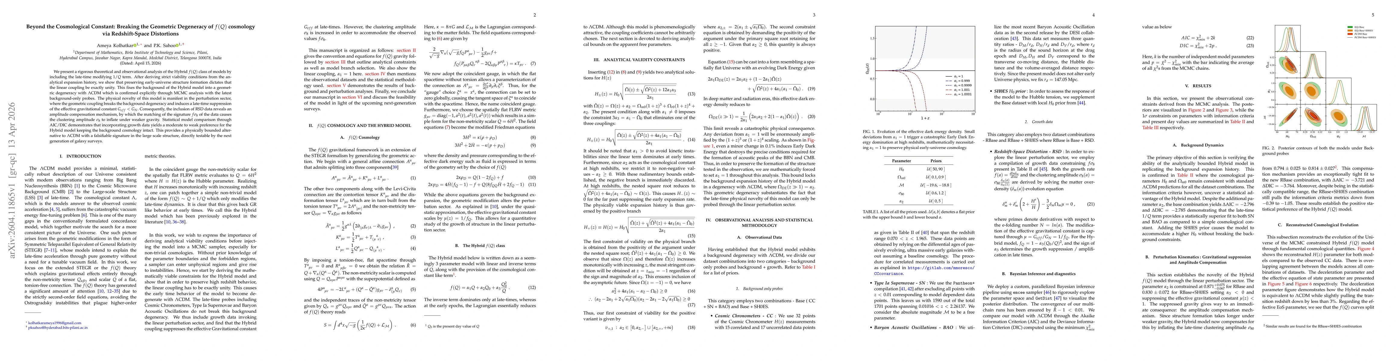 Thumbnail for Beyond the Cosmological Constant: Breaking the Geometric Degeneracy of $ f(Q) $ cosmology via Redshift-Space Distortions