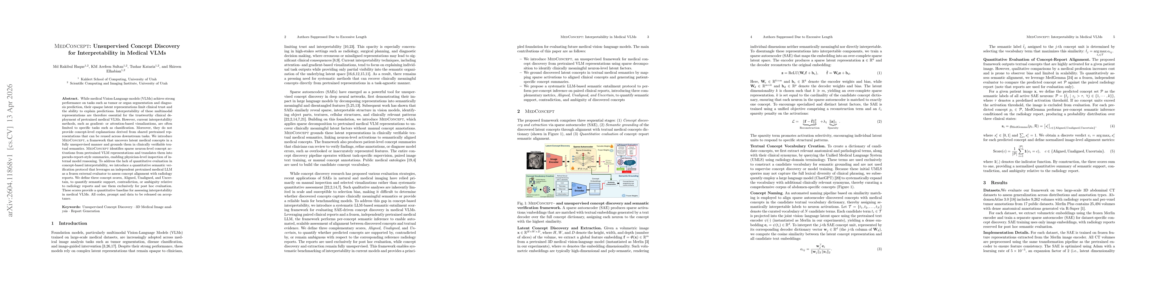 Thumbnail for MedConcept: Unsupervised Concept Discovery for Interpretability in Medical VLMs