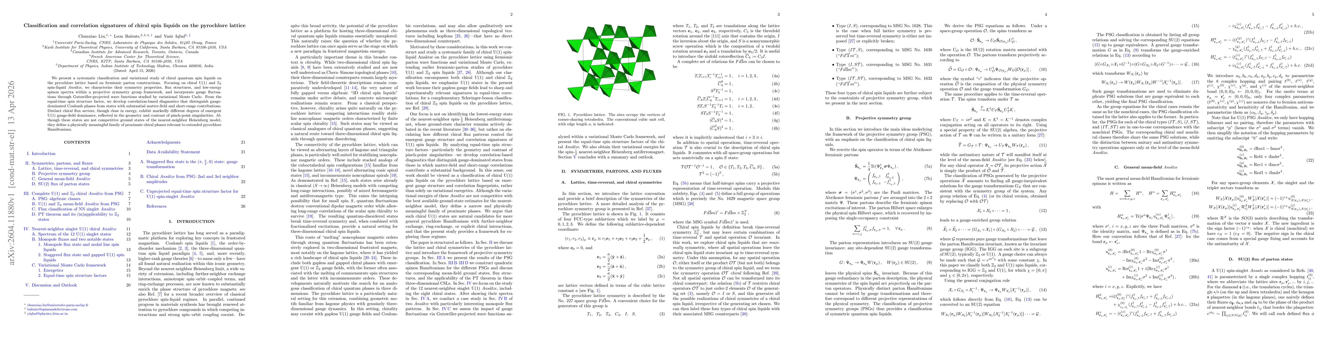 Thumbnail for Classification and correlation signatures of chiral spin liquids on the pyrochlore lattice