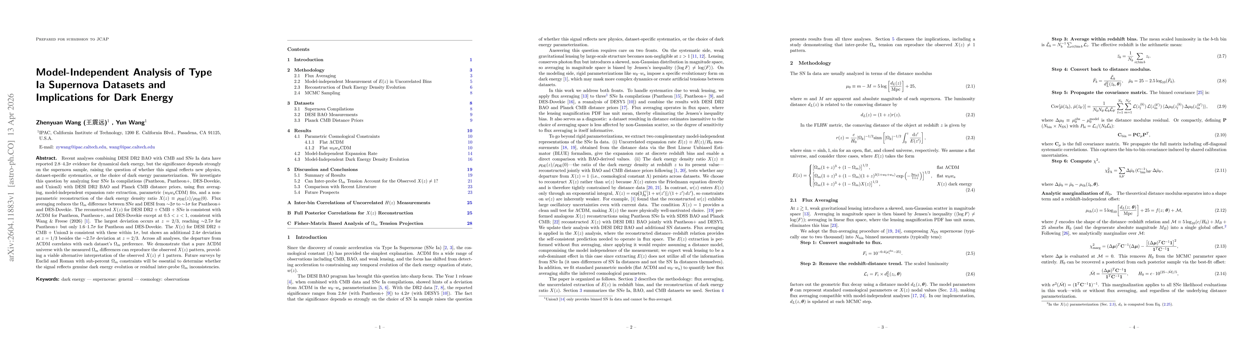 Thumbnail for Model-Independent Analysis of Type Ia Supernova Datasets and Implications for Dark Energy