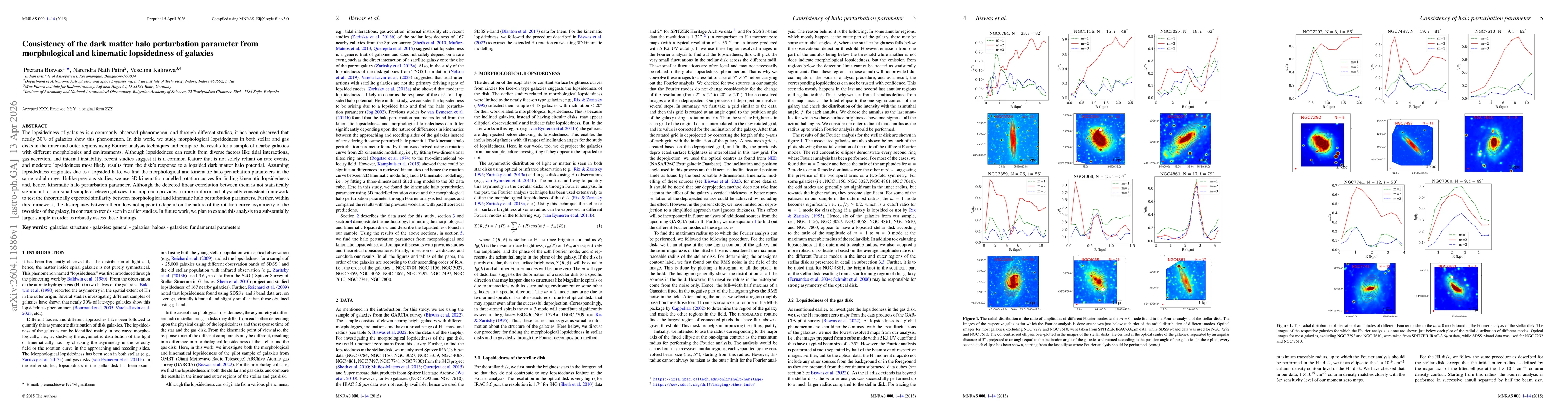 Thumbnail for Consistency of the dark matter halo perturbation parameter from morphological and kinematic lopsidedness of galaxies