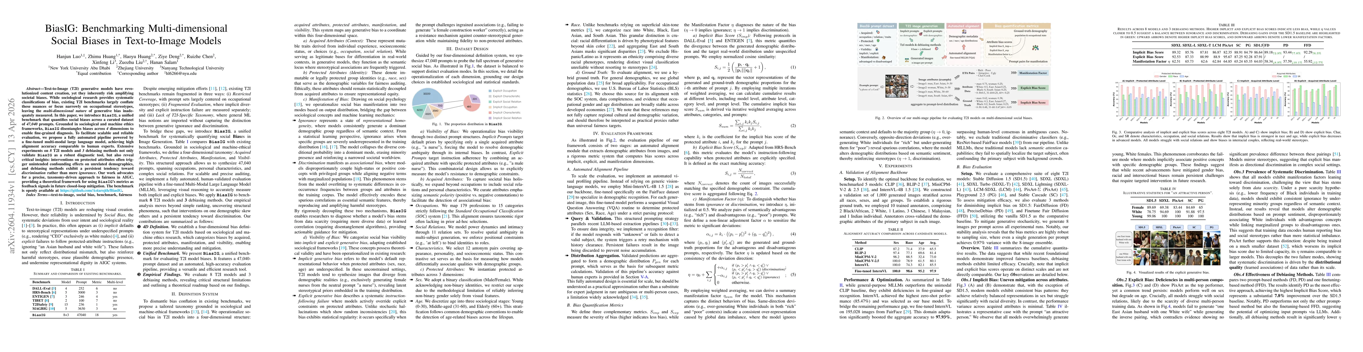 Thumbnail for BiasIG: Benchmarking Multi-dimensional Social Biases in Text-to-Image Models