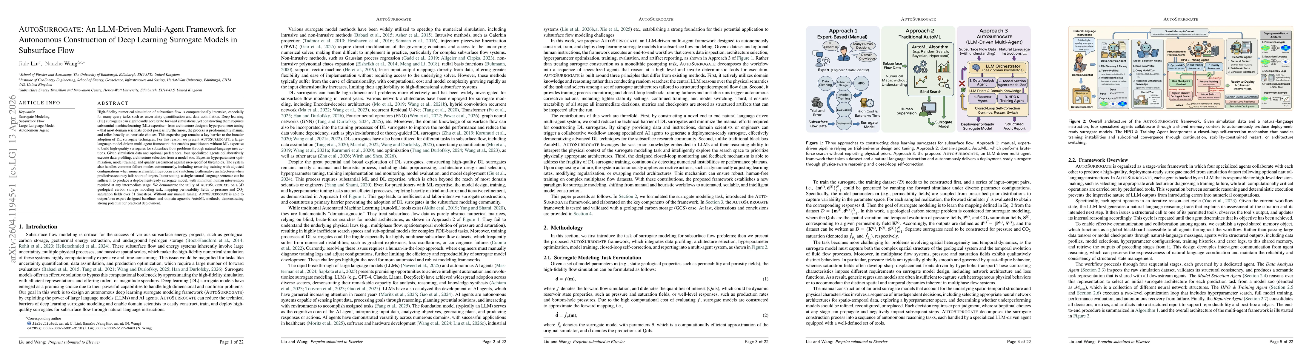 Thumbnail for AutoSurrogate: An LLM-Driven Multi-Agent Framework for Autonomous Construction of Deep Learning Surrogate Models in Subsurface Flow