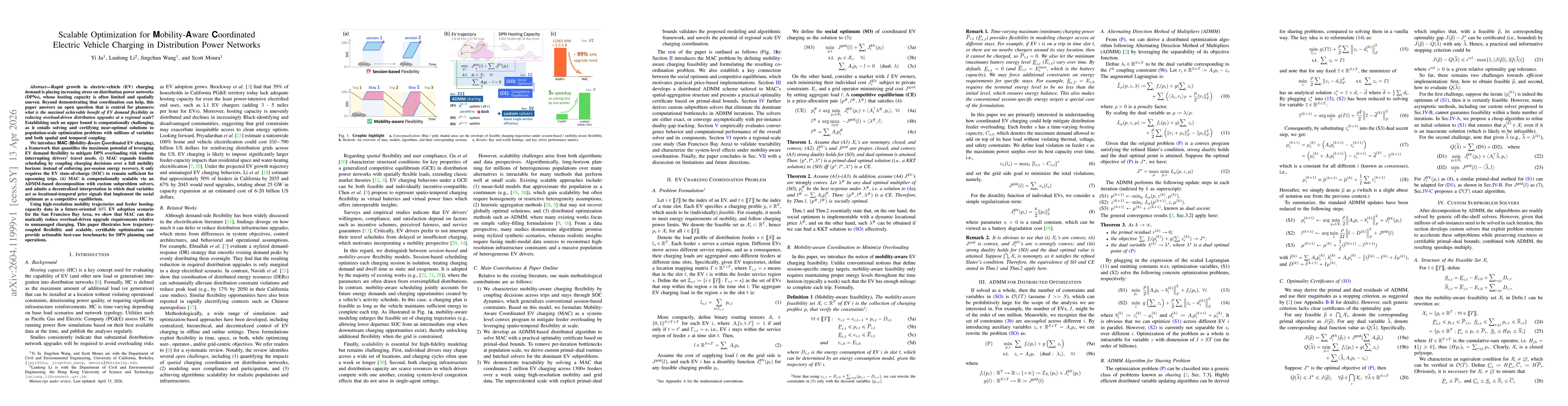 Thumbnail for Scalable Optimization for Mobility-Aware Coordinated Electric Vehicle Charging in Distribution Power Networks