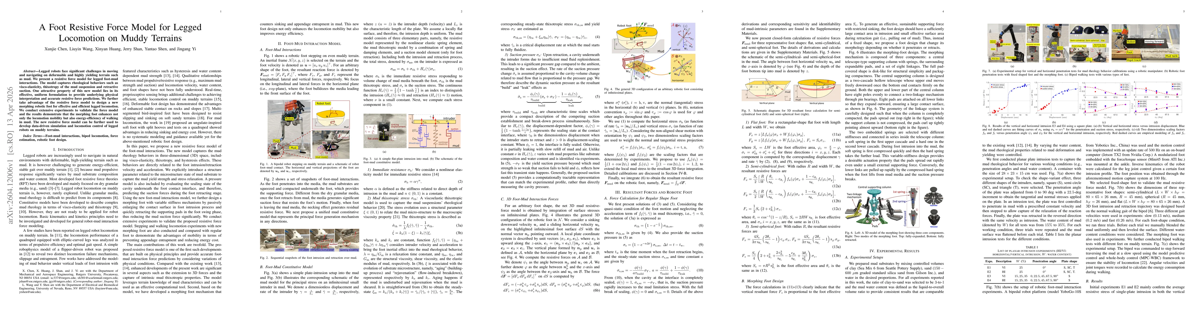 Thumbnail for A Foot Resistive Force Model for Legged Locomotion on Muddy Terrains