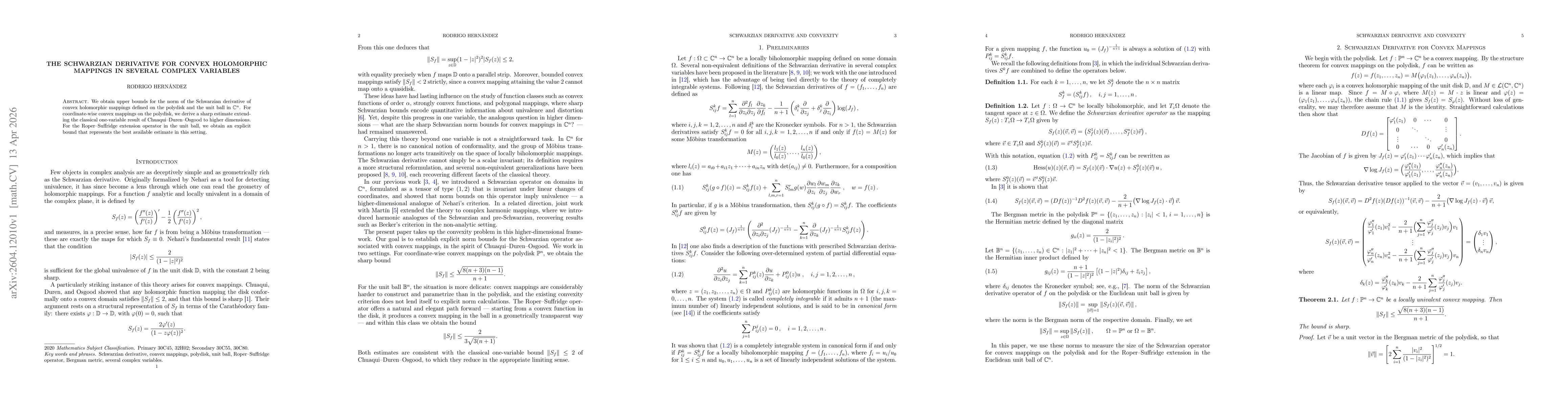Thumbnail for The Schwarzian Derivative for Convex Holomorphic Mappings in Several Complex Variables