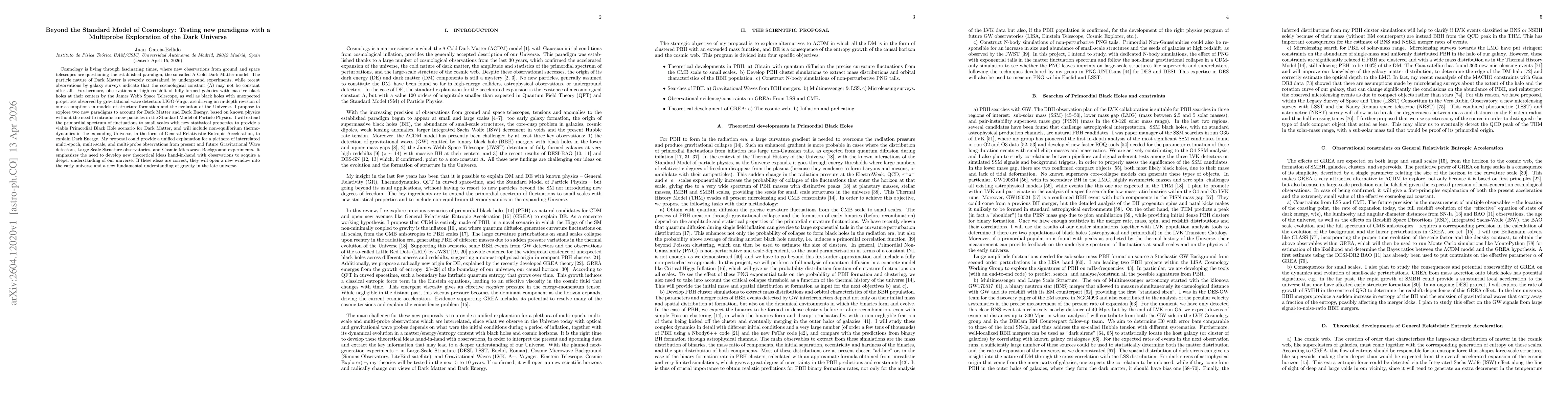 Thumbnail for Beyond the Standard Model of Cosmology: Testing new paradigms with a Multiprobe Exploration of the Dark Universe