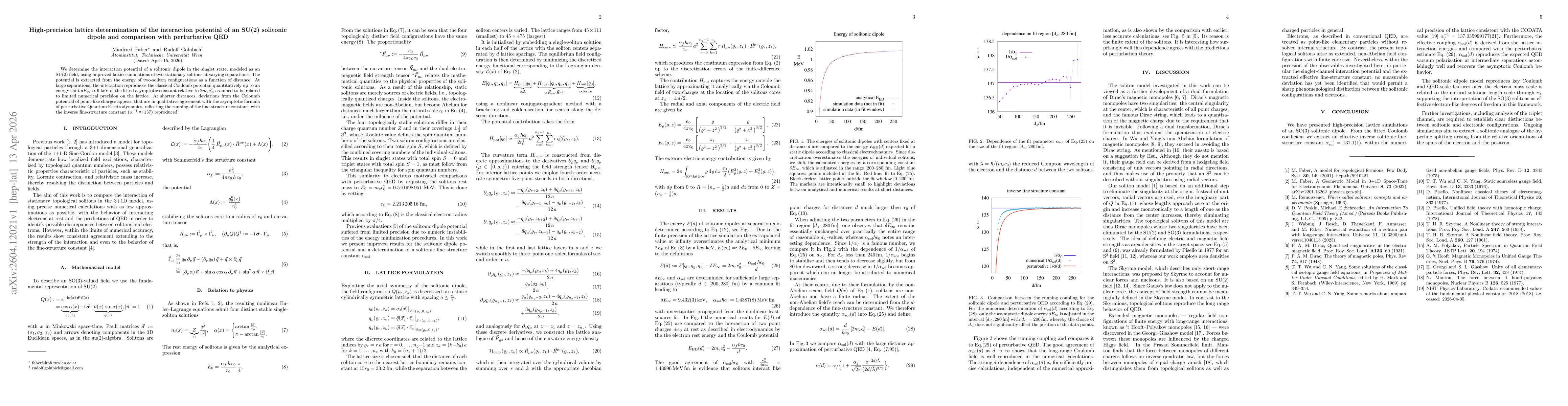 Thumbnail for High-precision lattice determination of the interaction potential of an SU(2) solitonic dipole and comparison with perturbative QED