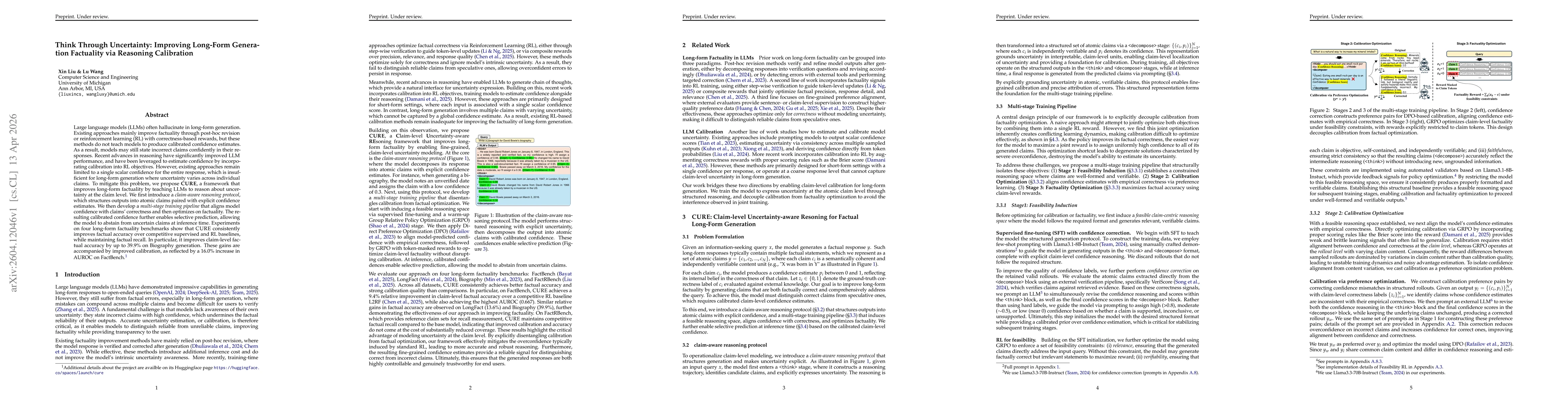 Thumbnail for Think Through Uncertainty: Improving Long-Form Generation Factuality via Reasoning Calibration