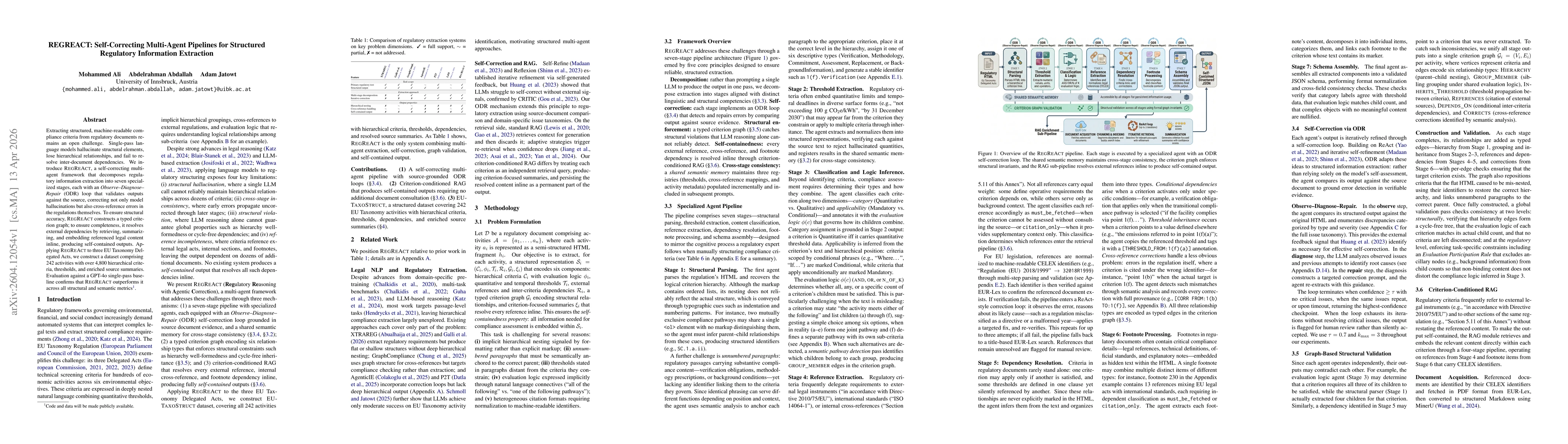 Thumbnail for REGREACT: Self-Correcting Multi-Agent Pipelines for Structured Regulatory Information Extraction