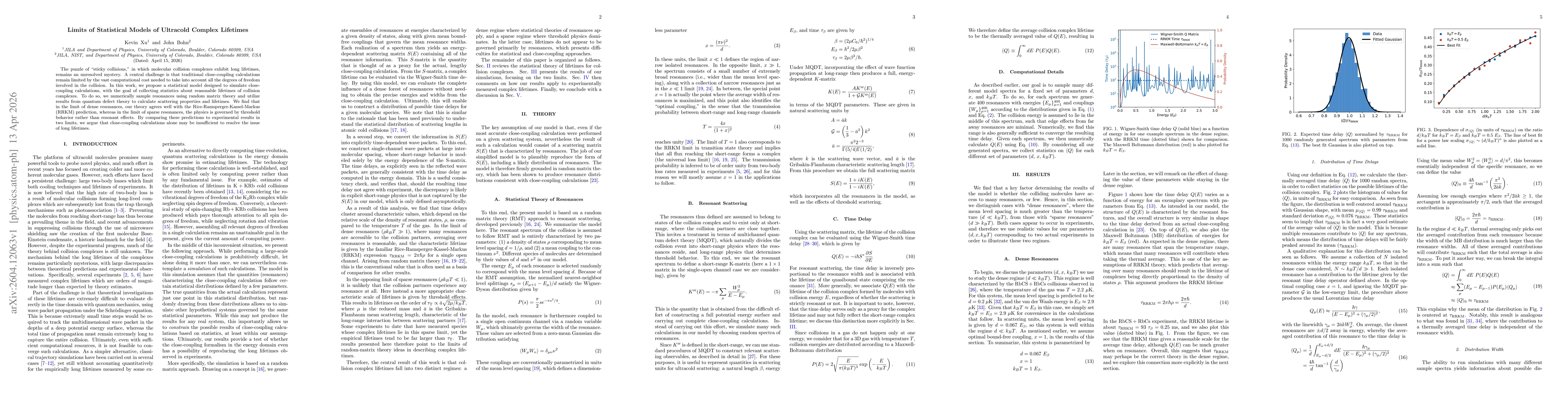 Thumbnail for Limits of Statistical Models of Ultracold Complex Lifetimes