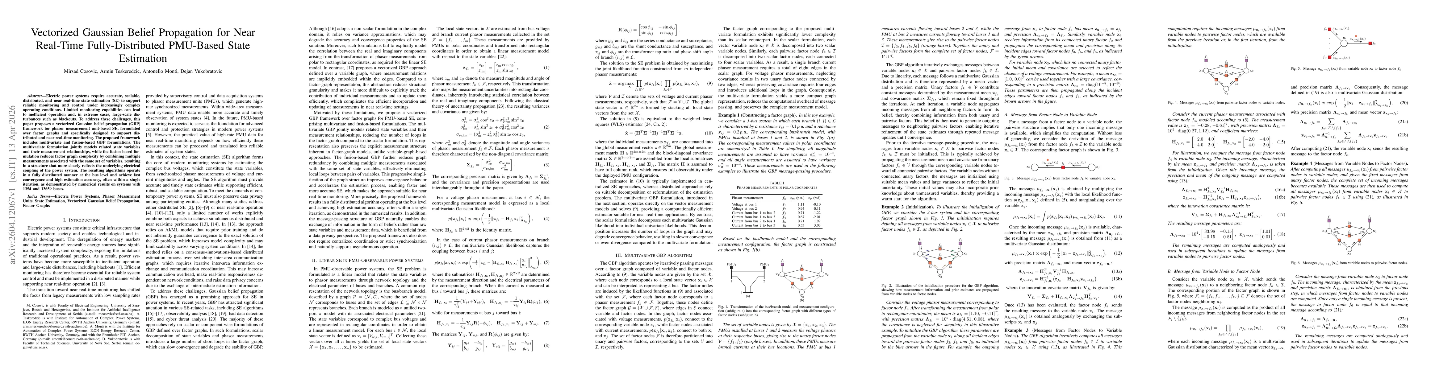 Thumbnail for Vectorized Gaussian Belief Propagation for Near Real-Time Fully-Distributed PMU-Based State Estimation