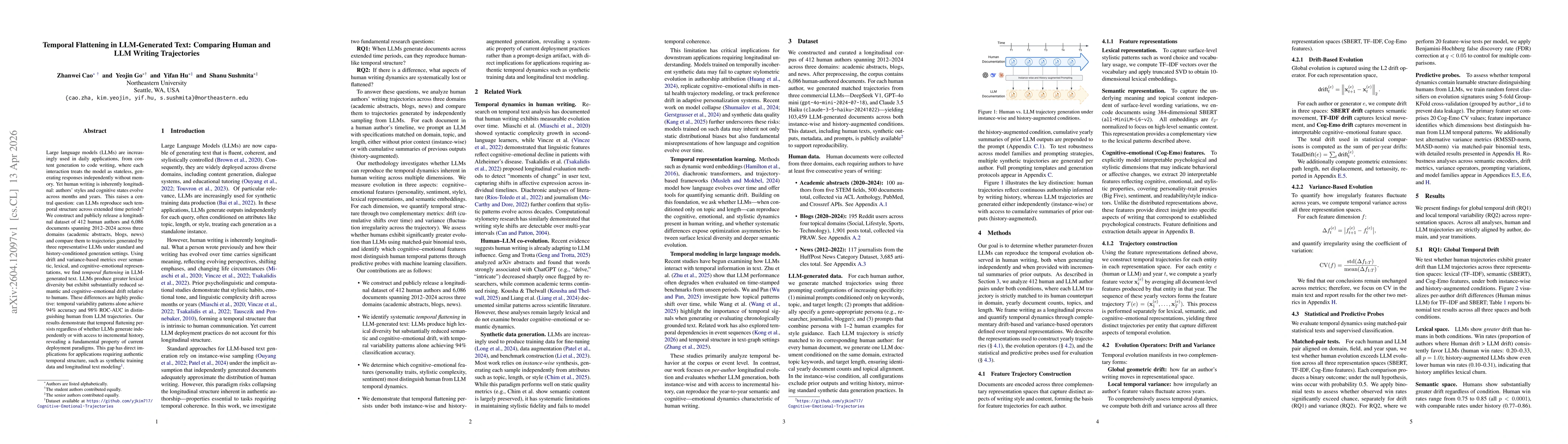 Thumbnail for Temporal Flattening in LLM-Generated Text: Comparing Human and LLM Writing Trajectories