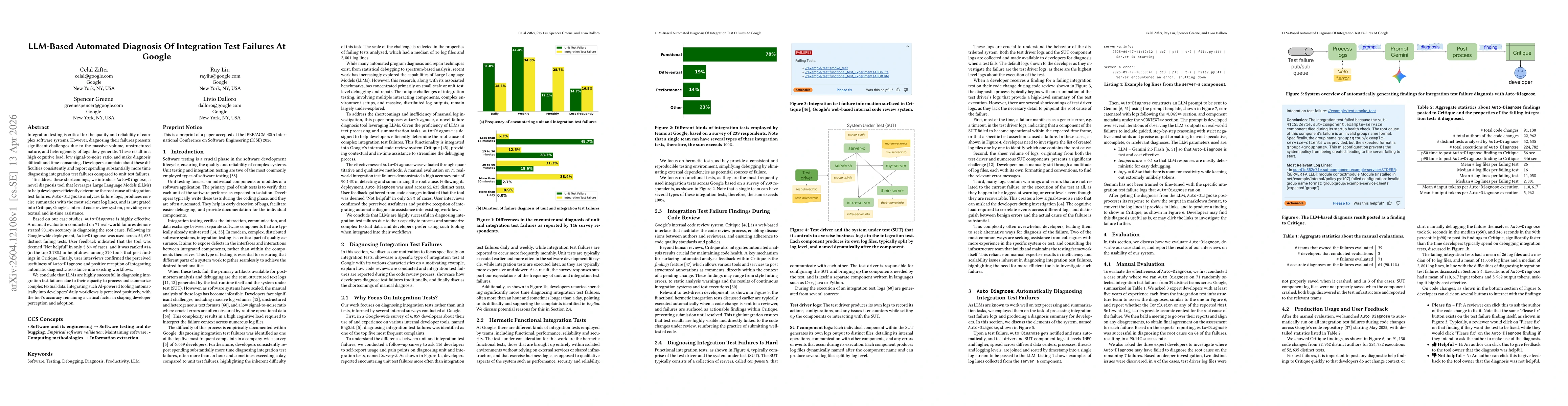 Thumbnail for LLM-Based Automated Diagnosis Of Integration Test Failures At Google