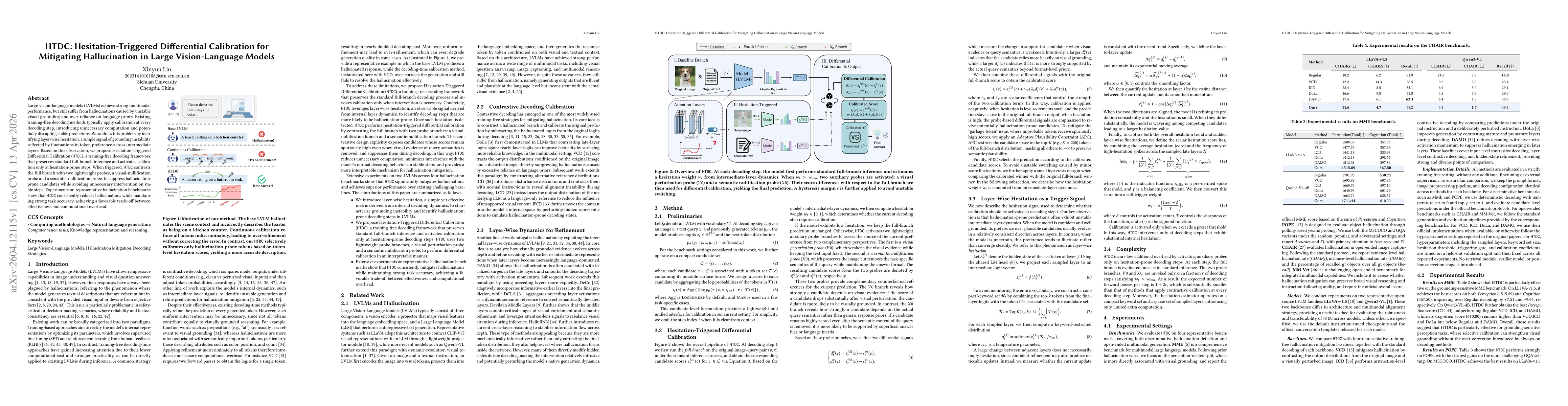 Thumbnail for HTDC: Hesitation-Triggered Differential Calibration for Mitigating Hallucination in Large Vision-Language Models