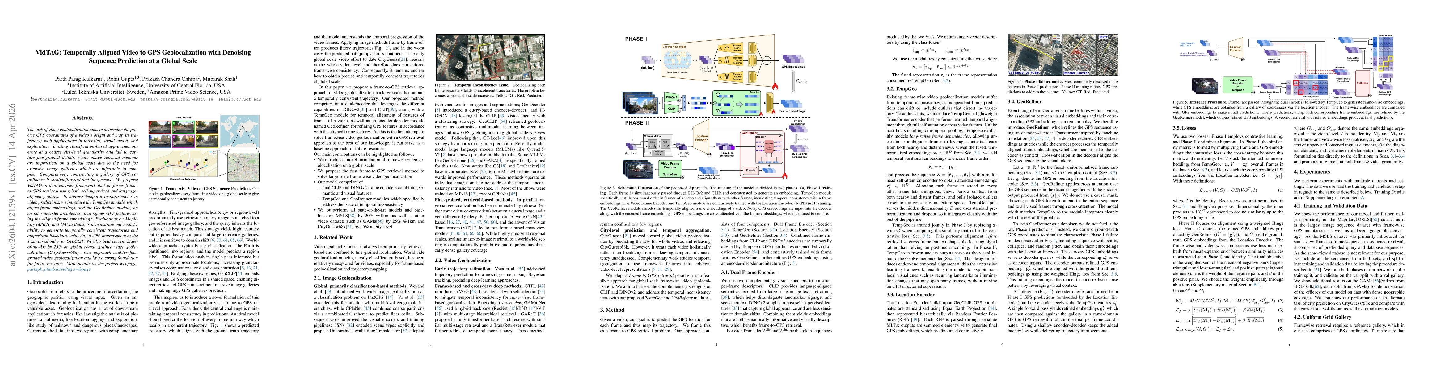 Thumbnail for VidTAG: Temporally Aligned Video to GPS Geolocalization with Denoising Sequence Prediction at a Global Scale