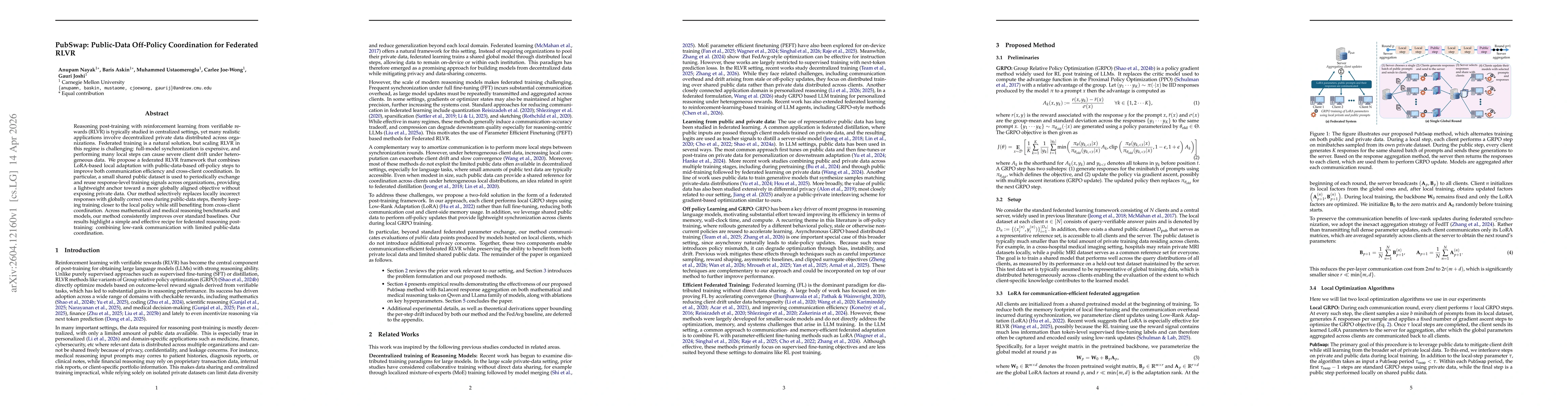Thumbnail for PubSwap: Public-Data Off-Policy Coordination for Federated RLVR