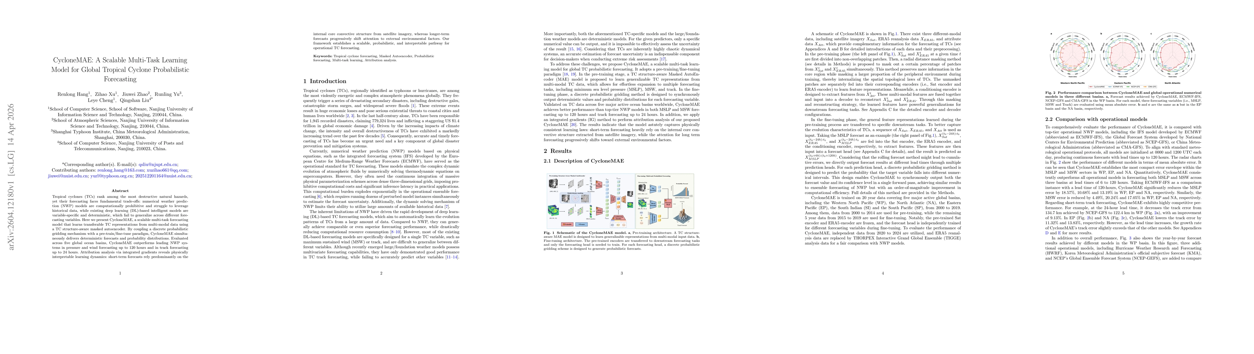 Thumbnail for CycloneMAE: A Scalable Multi-Task Learning Model for Global Tropical Cyclone Probabilistic Forecasting