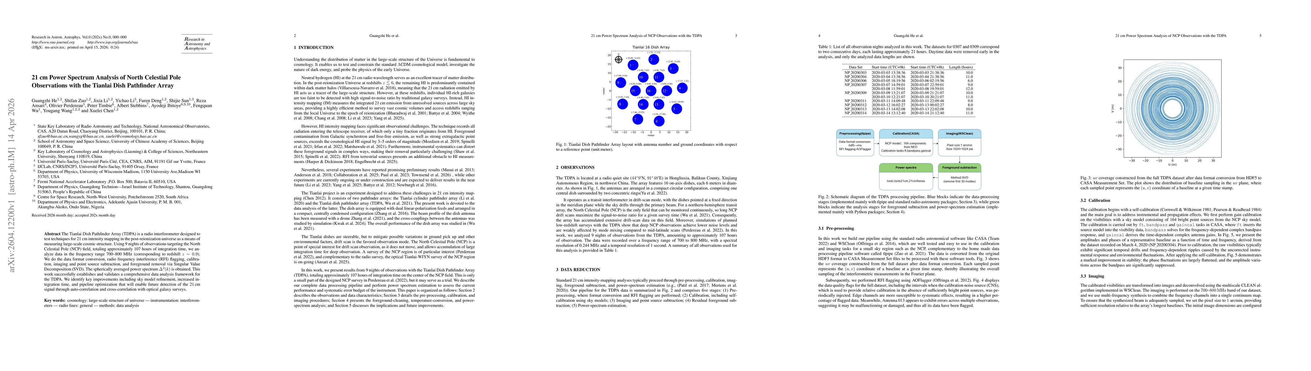 Thumbnail for 21 cm Power Spectrum Analysis of North Celestial Pole Observations with the Tianlai Dish Pathfinder Array