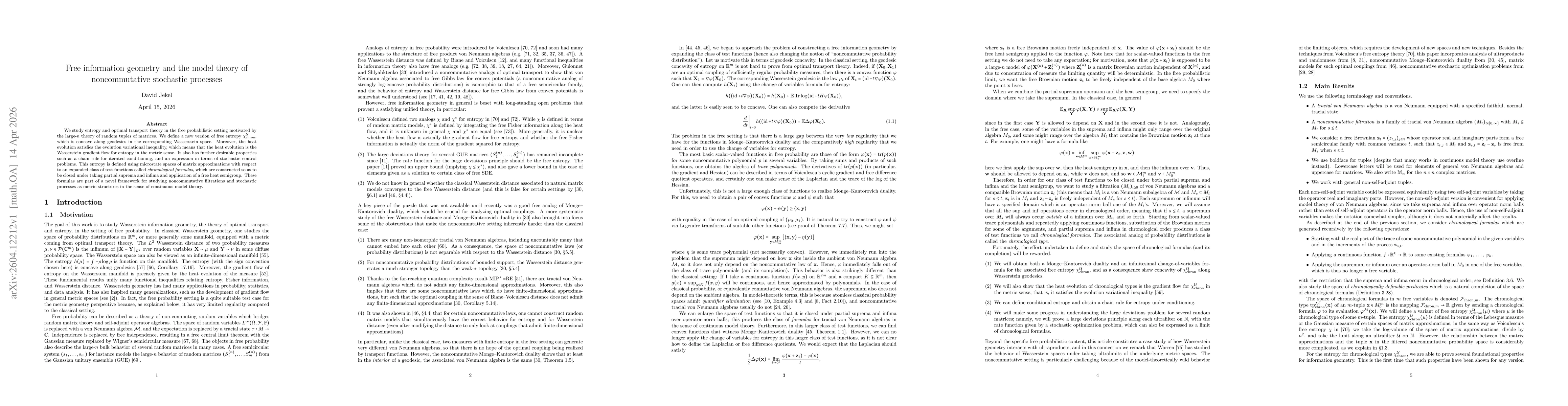 Thumbnail for Free information geometry and the model theory of noncommutative stochastic processes