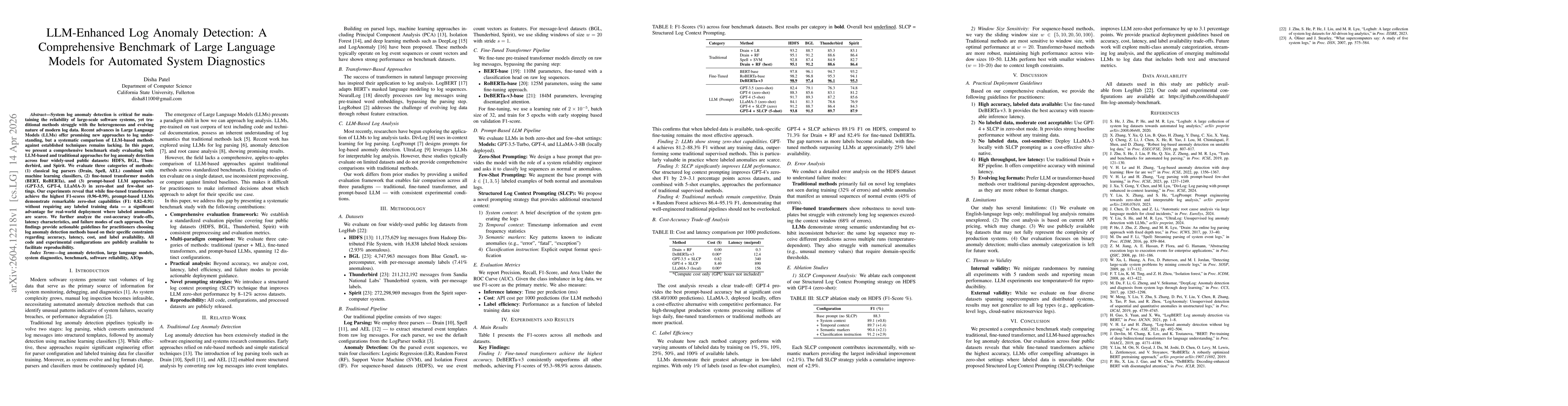 Thumbnail for LLM-Enhanced Log Anomaly Detection: A Comprehensive Benchmark of Large Language Models for Automated System Diagnostics