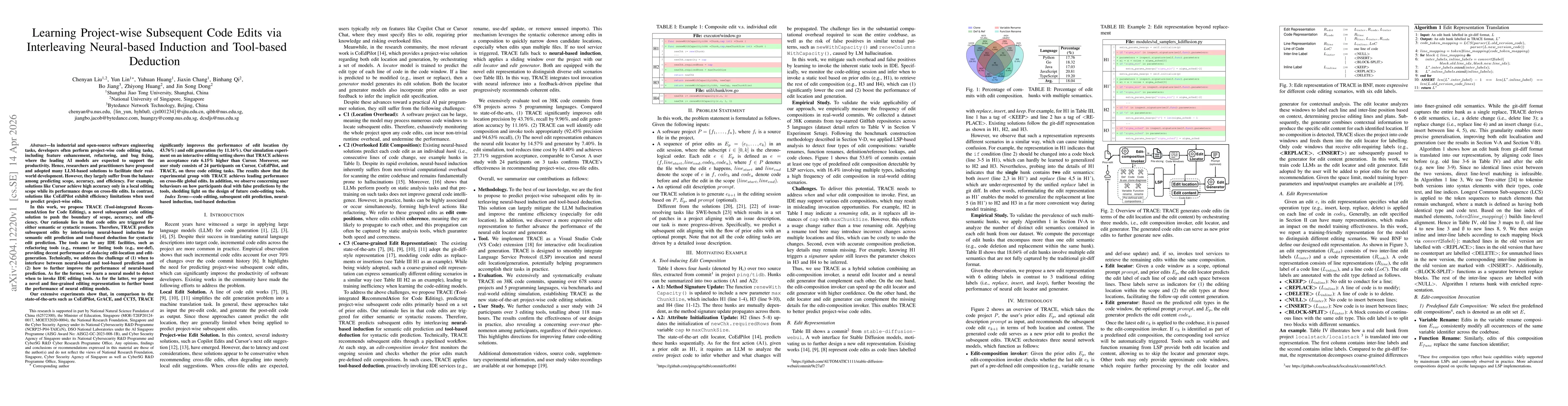 Thumbnail for Learning Project-wise Subsequent Code Edits via Interleaving Neural-based Induction and Tool-based Deduction