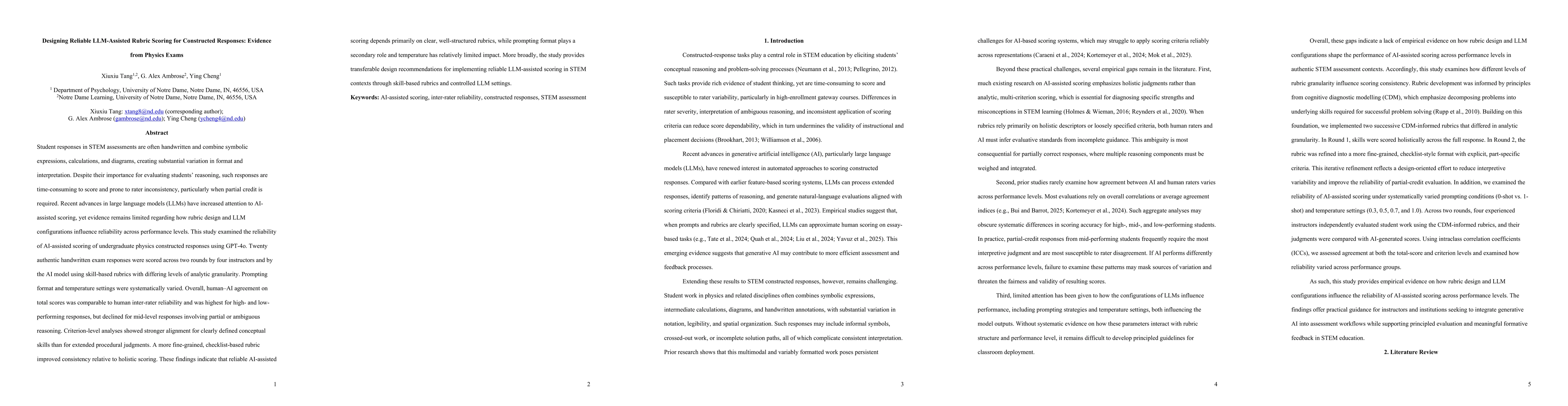 Thumbnail for Designing Reliable LLM-Assisted Rubric Scoring for Constructed Responses: Evidence from Physics Exams