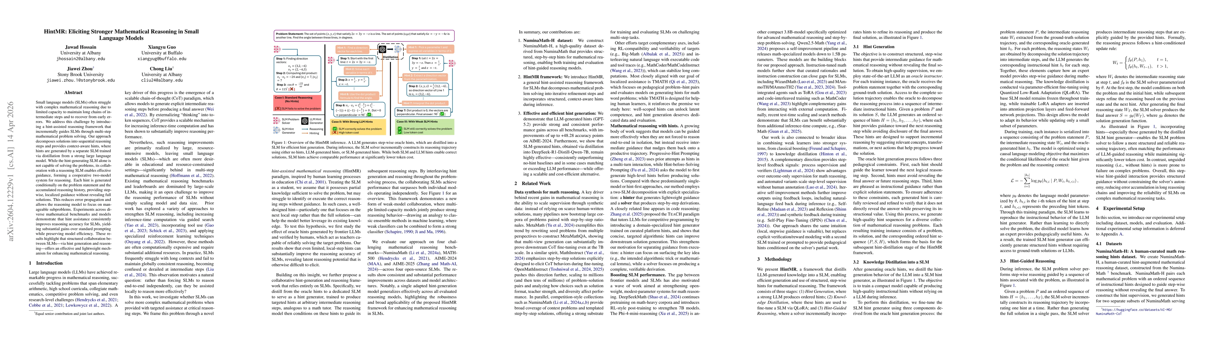Thumbnail for HintMR: Eliciting Stronger Mathematical Reasoning in Small Language Models