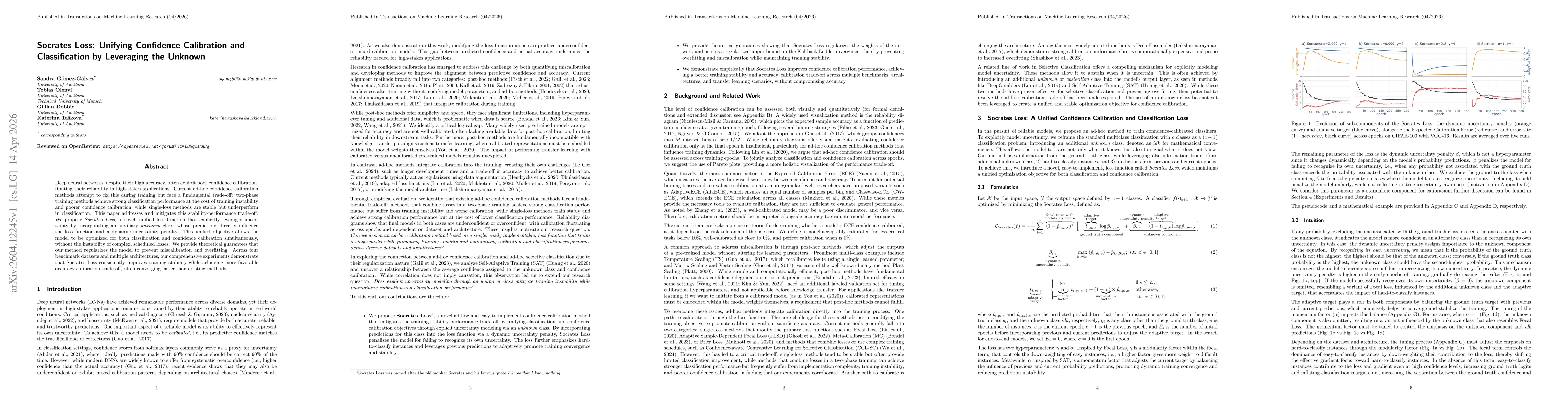 Thumbnail for Socrates Loss: Unifying Confidence Calibration and Classification by Leveraging the Unknown