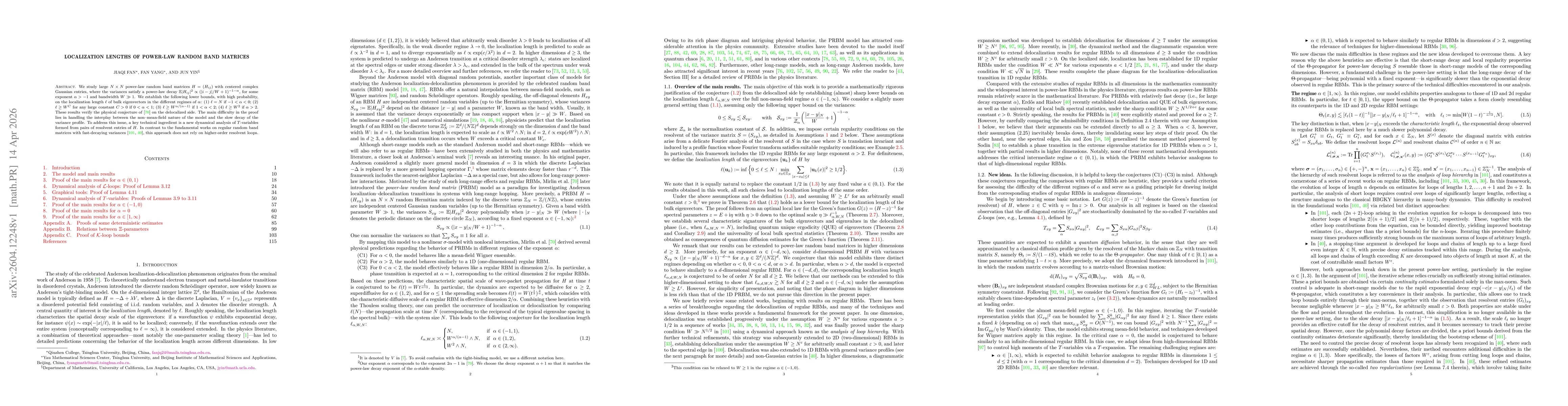 Thumbnail for Localization Lengths of Power-Law Random Band Matrices