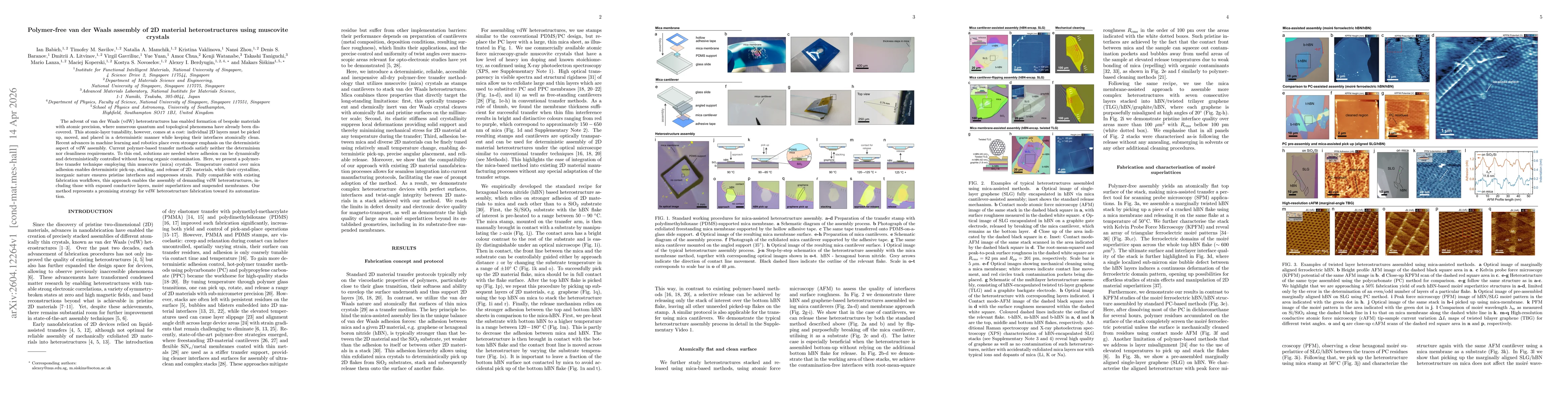 Thumbnail for Polymer-free van der Waals assembly of 2D material heterostructures using muscovite crystals