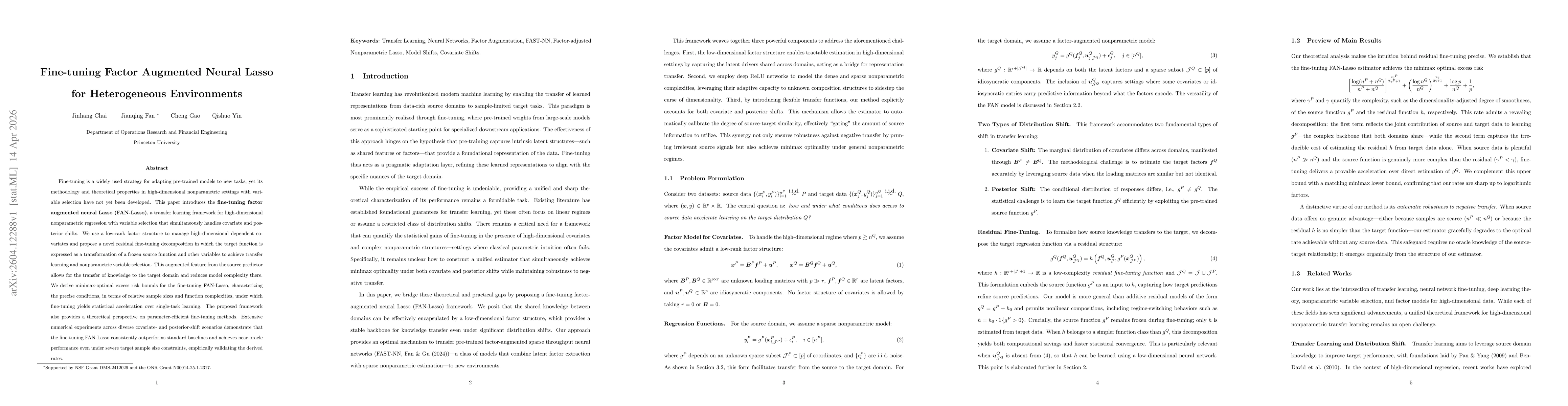 Thumbnail for Fine-tuning Factor Augmented Neural Lasso for Heterogeneous Environments
