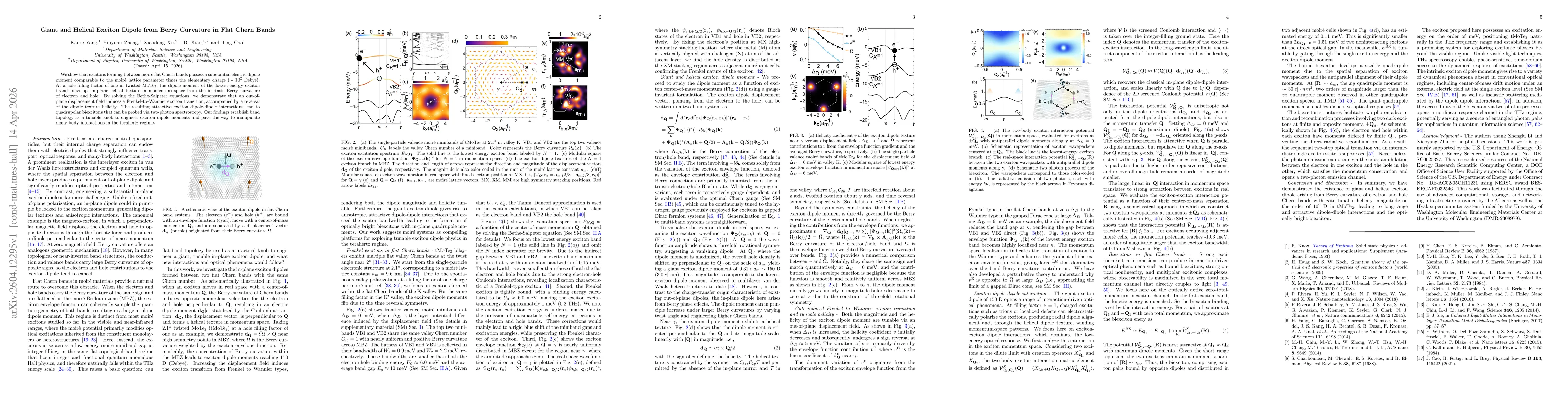 Thumbnail for Giant and Helical Exciton Dipole from Berry Curvature in Flat Chern Bands