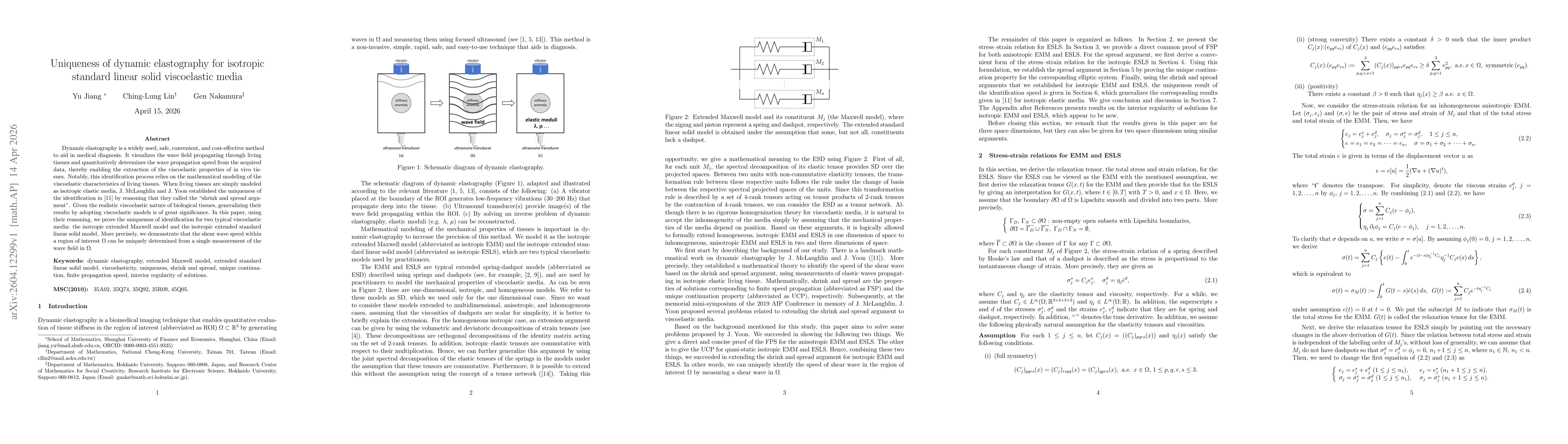 Thumbnail for Uniqueness of dynamic elastography for isotropic standard linear solid viscoelastic media