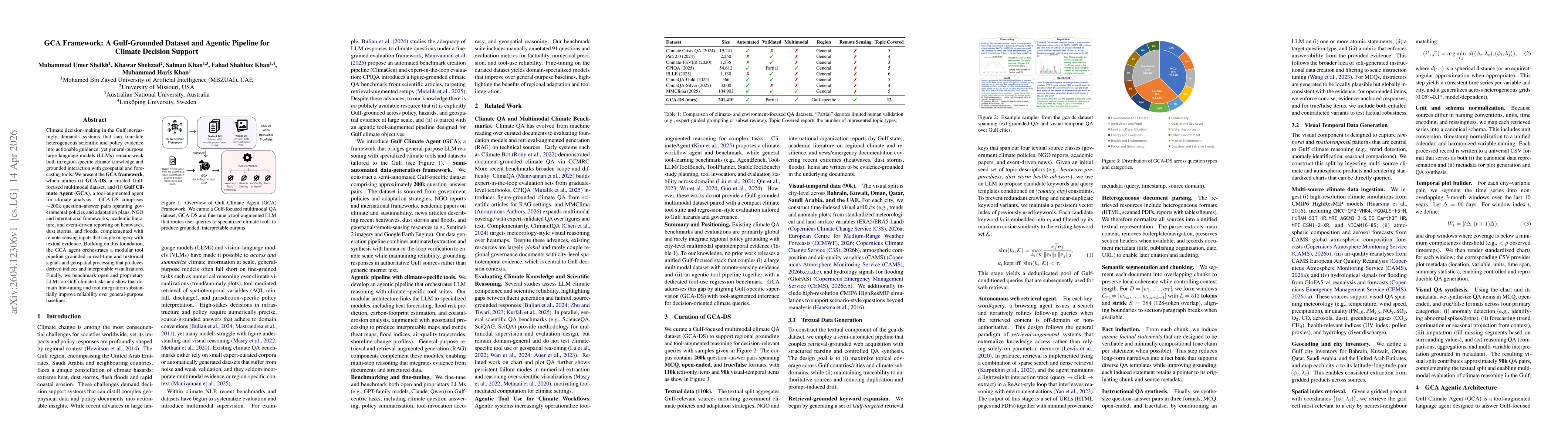 Thumbnail for GCA Framework: A Gulf-Grounded Dataset and Agentic Pipeline for Climate Decision Support