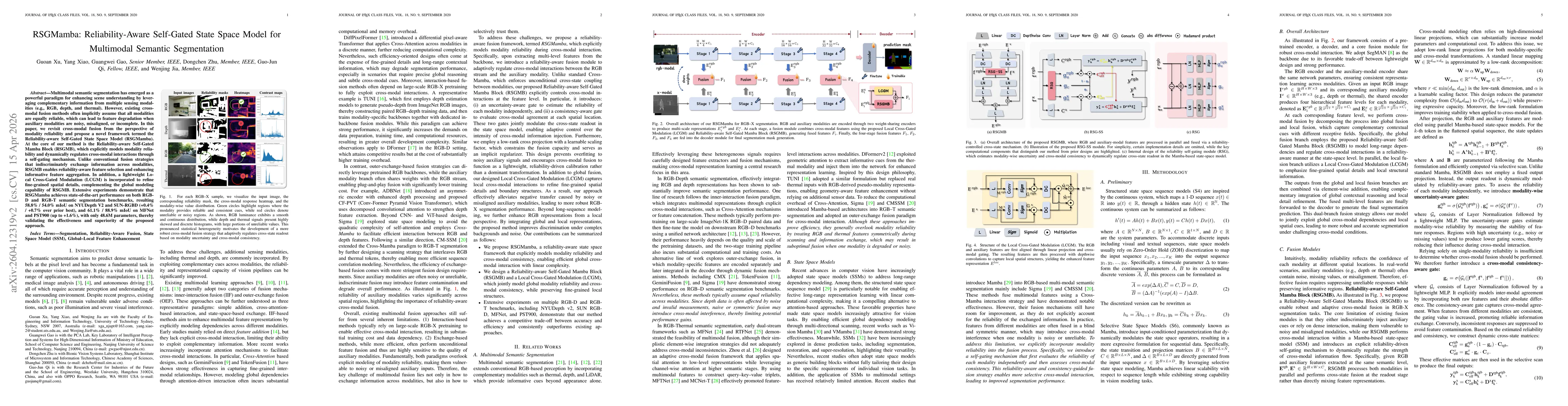 Thumbnail for RSGMamba: Reliability-Aware Self-Gated State Space Model for Multimodal Semantic Segmentation