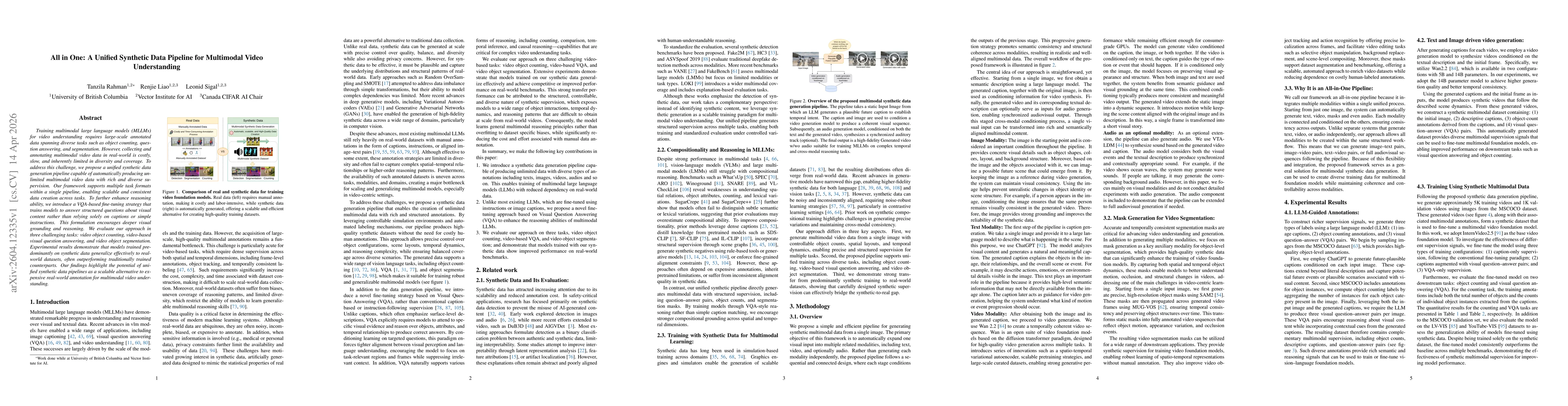 Thumbnail for All in One: A Unified Synthetic Data Pipeline for Multimodal Video Understanding