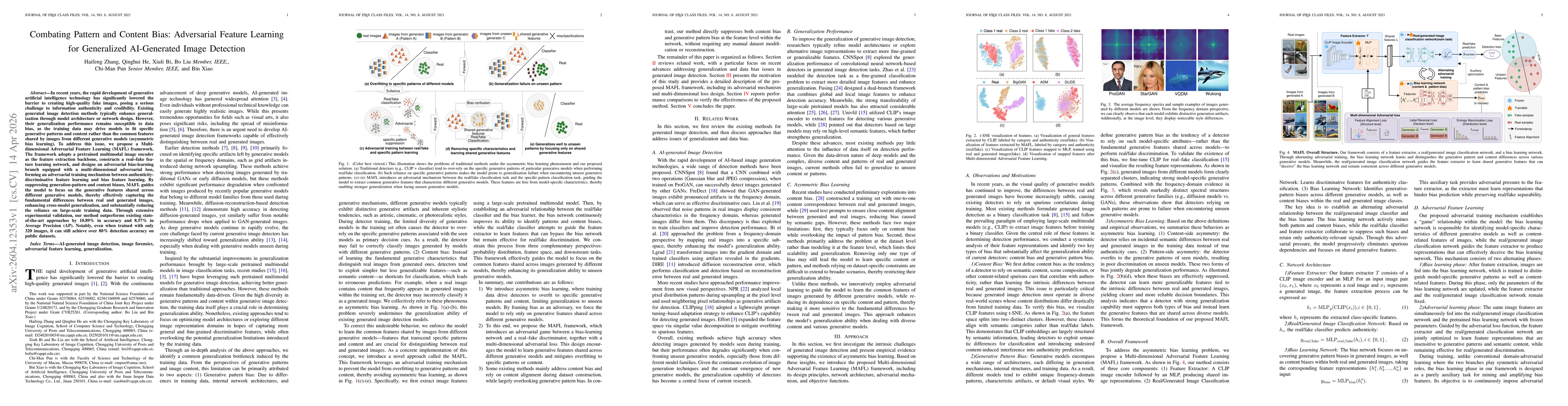 Thumbnail for Combating Pattern and Content Bias: Adversarial Feature Learning for Generalized AI-Generated Image Detection