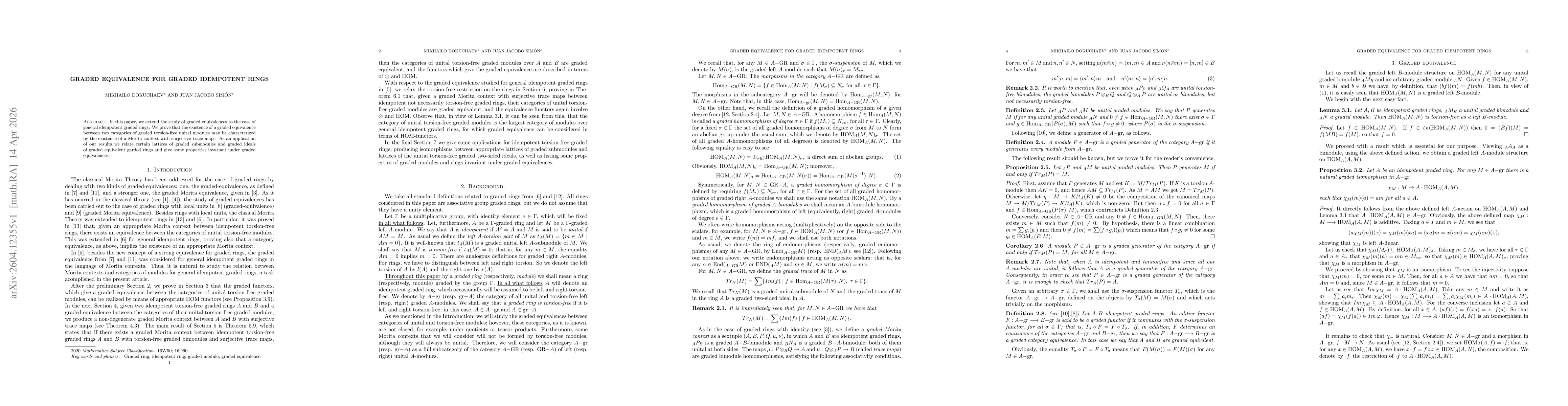 Thumbnail for Graded Equivalence for Graded Idempotent Rings