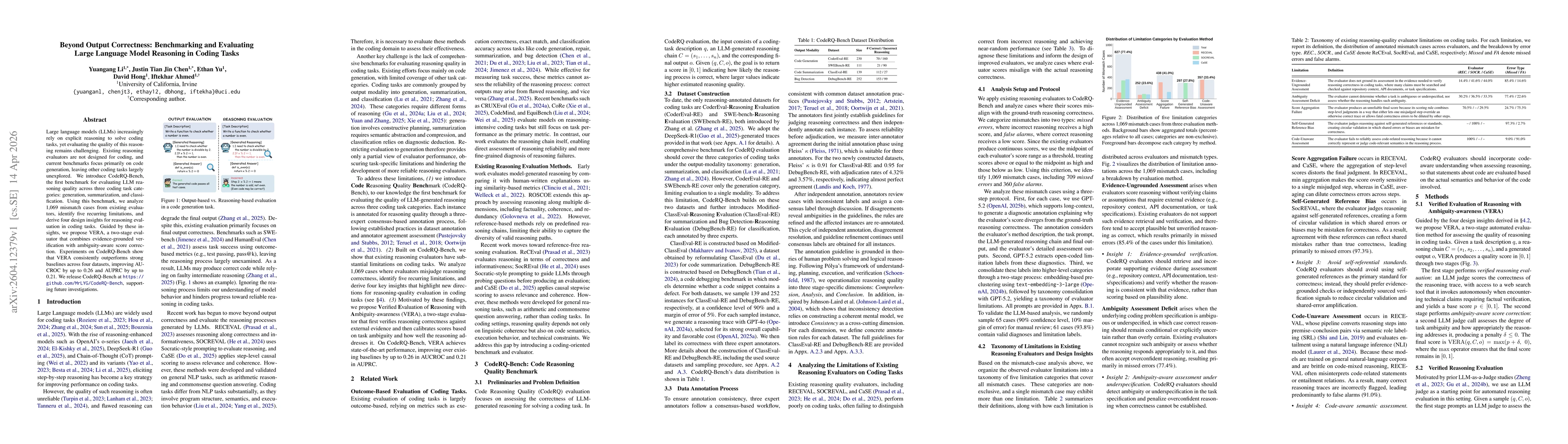 Thumbnail for Beyond Output Correctness: Benchmarking and Evaluating Large Language Model Reasoning in Coding Tasks