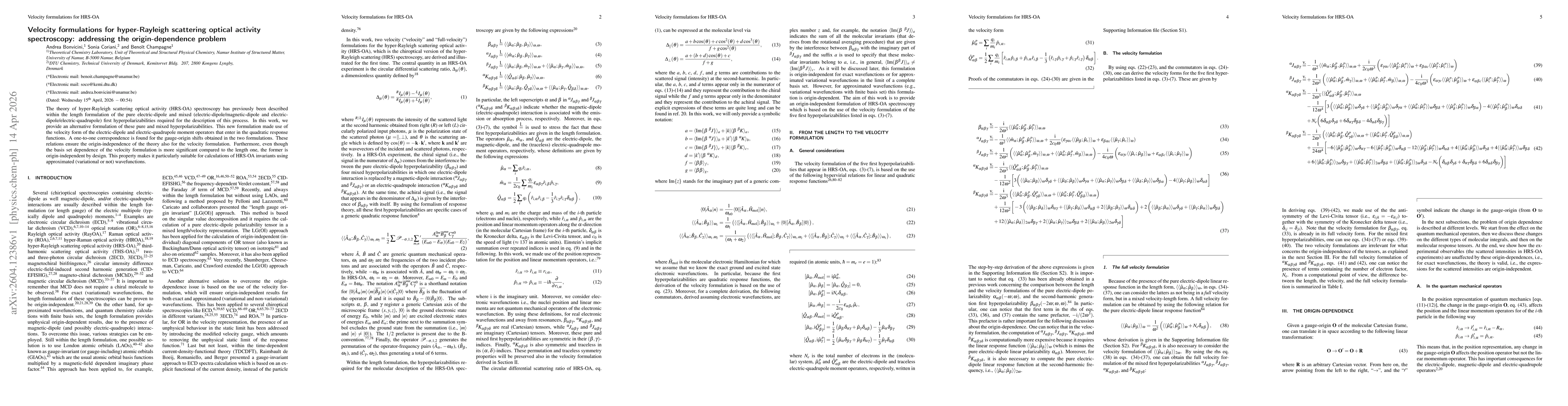 Thumbnail for Velocity Formulations for Hyper-Rayleigh Scattering Optical Activity Spectroscopy: Addressing the Origin-dependence Problem