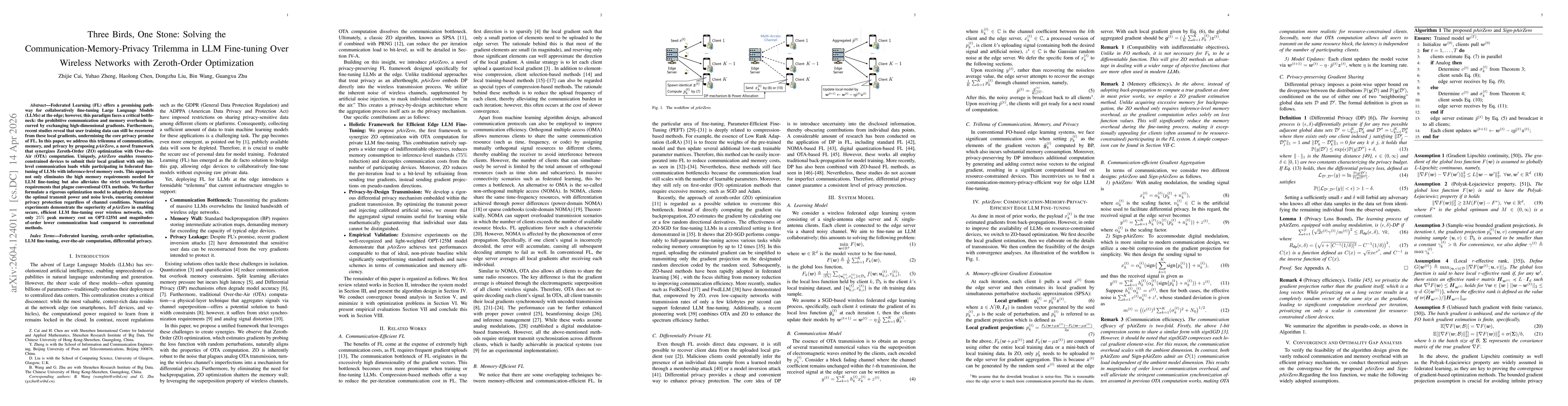 Thumbnail for Three Birds, One Stone: Solving the Communication-Memory-Privacy Trilemma in LLM Fine-tuning Over Wireless Networks with Zeroth-Order Optimization