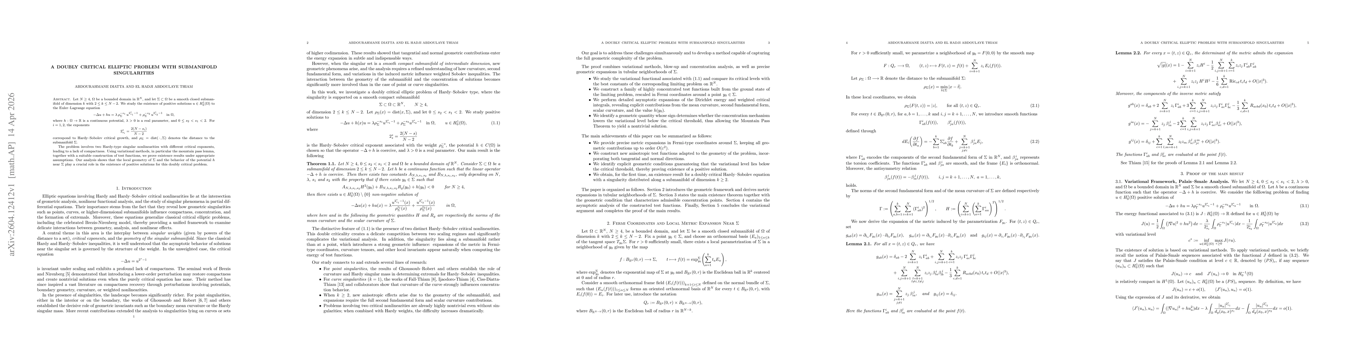 Thumbnail for A Doubly Critical Elliptic Problem with Submanifold Singularities