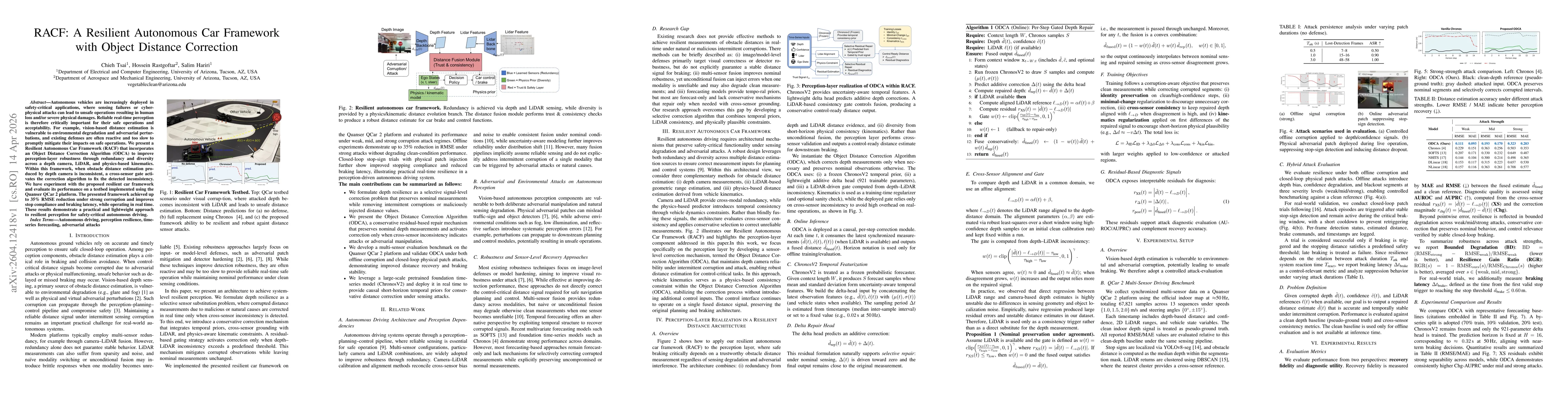 Thumbnail for RACF: A Resilient Autonomous Car Framework with Object Distance Correction