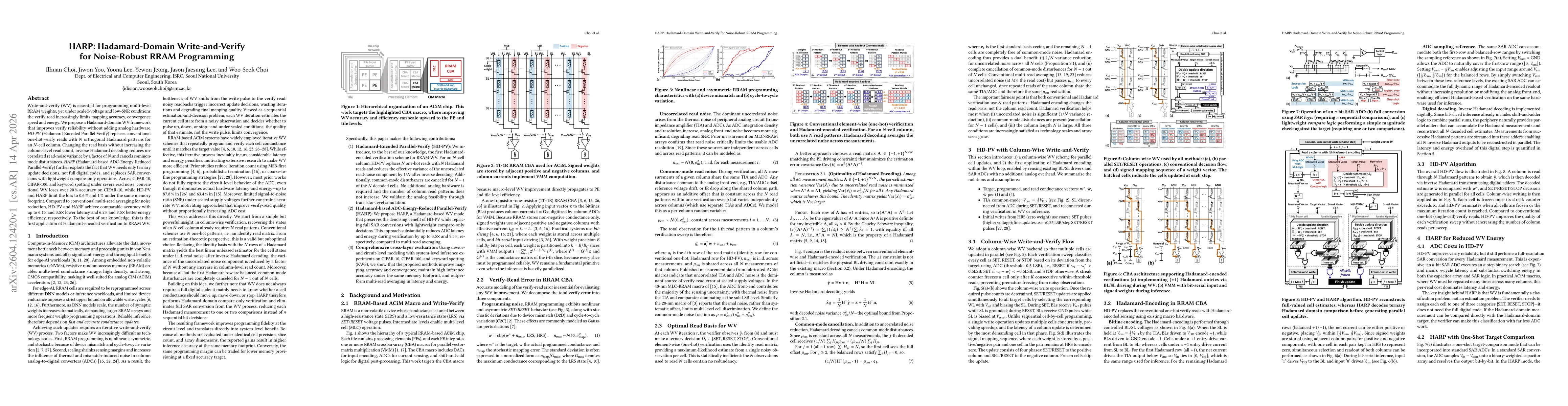 Thumbnail for HARP: Hadamard-Domain Write-and-Verify for Noise-Robust RRAM Programming