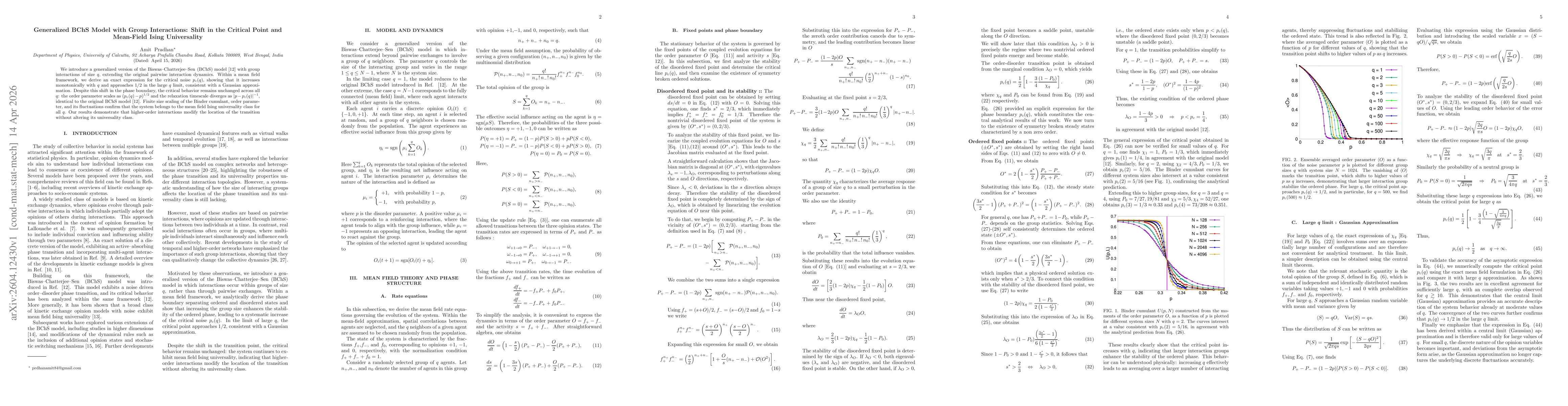 Thumbnail for Generalized BChS Model with Group Interactions: Shift in the Critical Point and Mean-Field Ising Universality