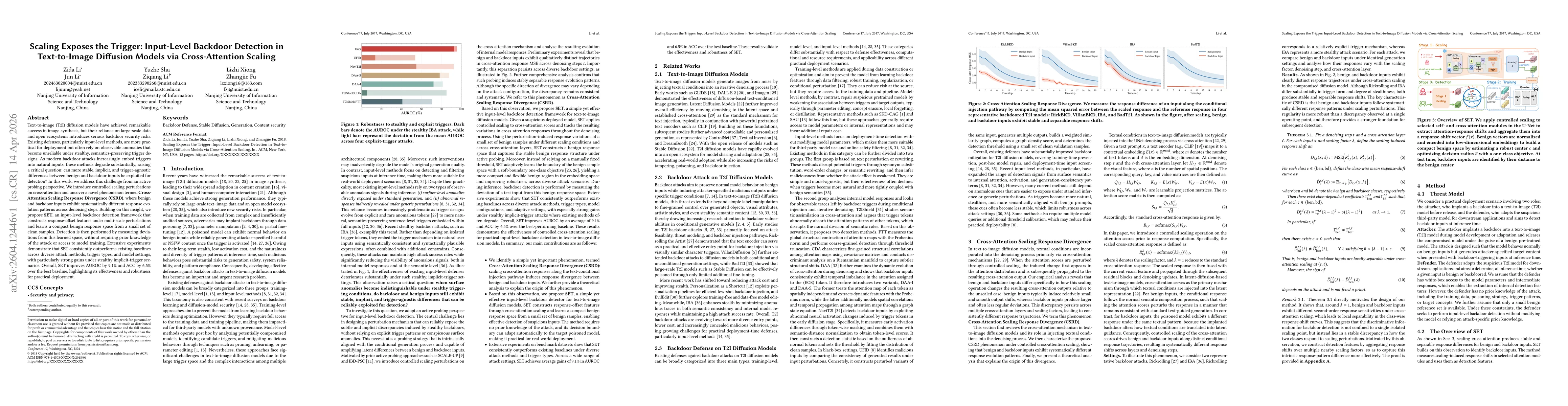 Thumbnail for Scaling Exposes the Trigger: Input-Level Backdoor Detection in Text-to-Image Diffusion Models via Cross-Attention Scaling
