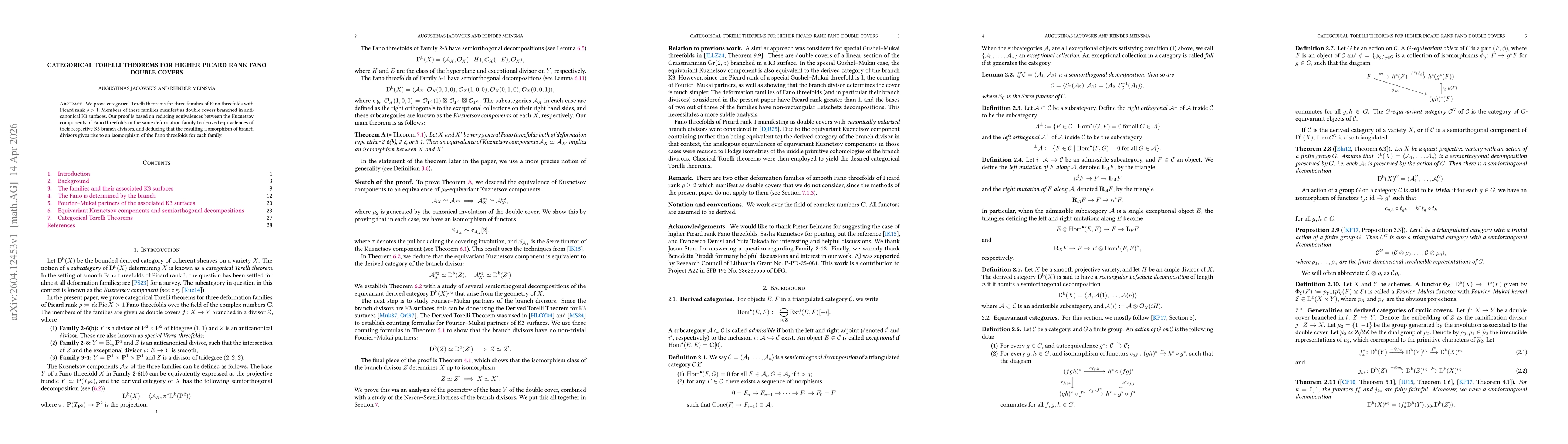 Thumbnail for Categorical Torelli theorems for higher Picard rank Fano double covers