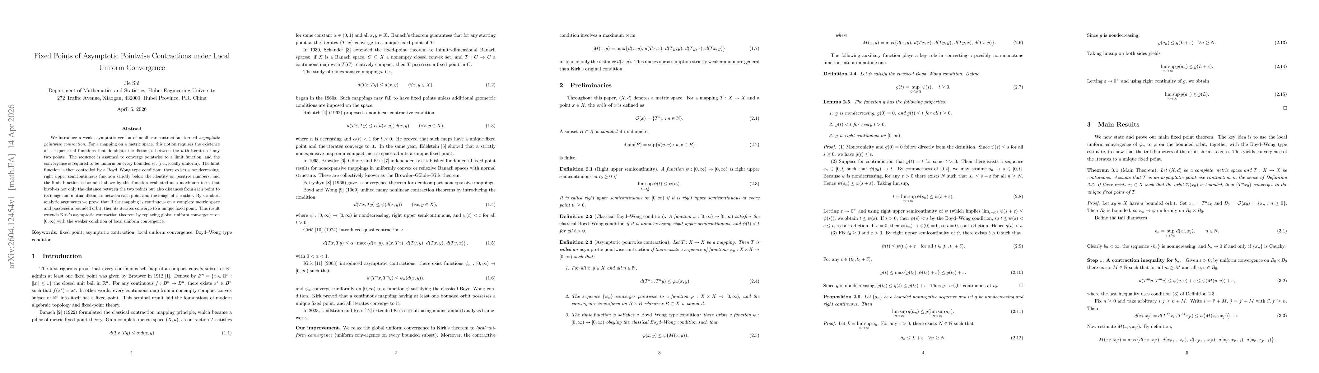 Thumbnail for Fixed Points of Asymptotic Pointwise Contractions under Local Uniform Convergence